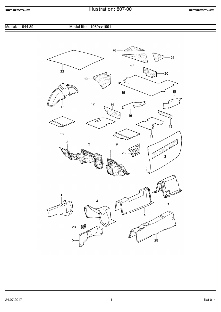 Exploded parts diagram — Sound absorber