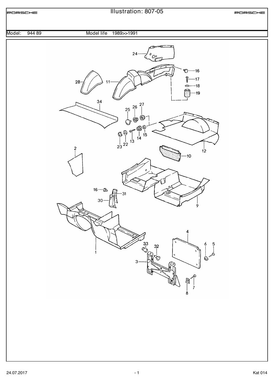 Exploded parts diagram — Linings