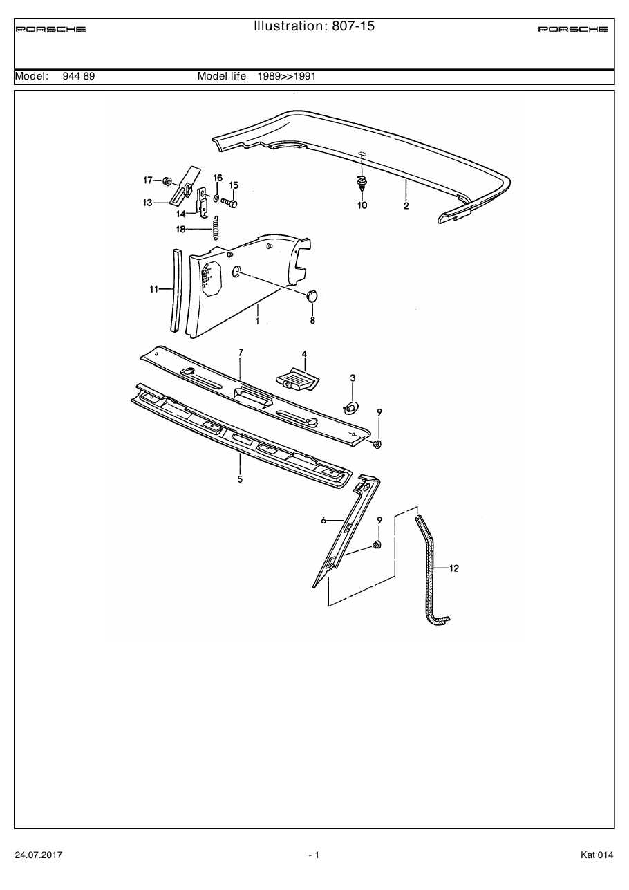 Exploded parts diagram — Linings