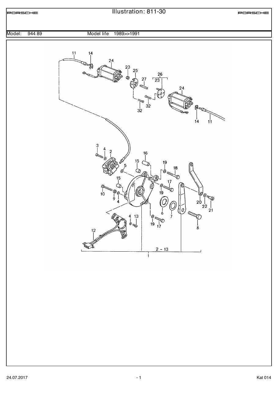 Exploded parts diagram — Convertible top control