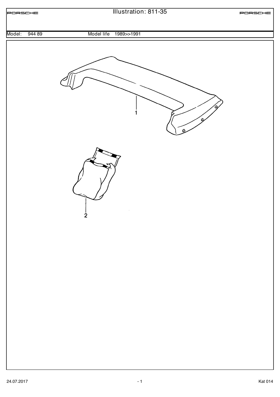 Exploded parts diagram — Convertible top cover