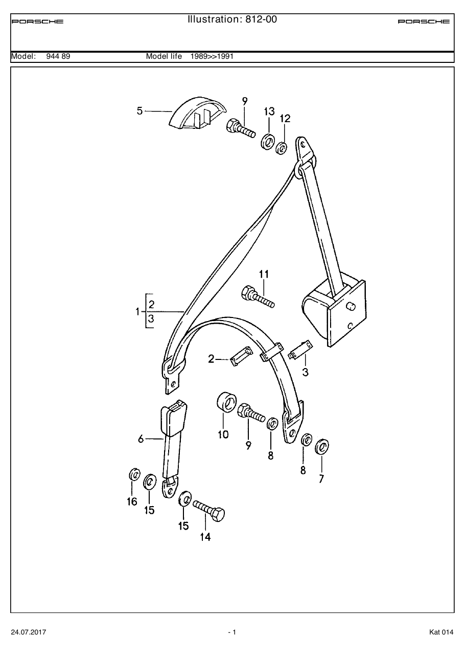Exploded parts diagram — Seat belt