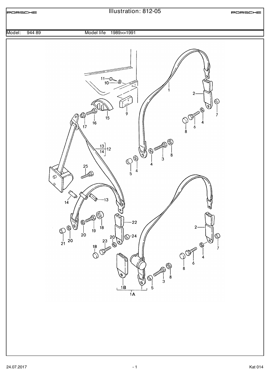 Exploded parts diagram — Seat belt