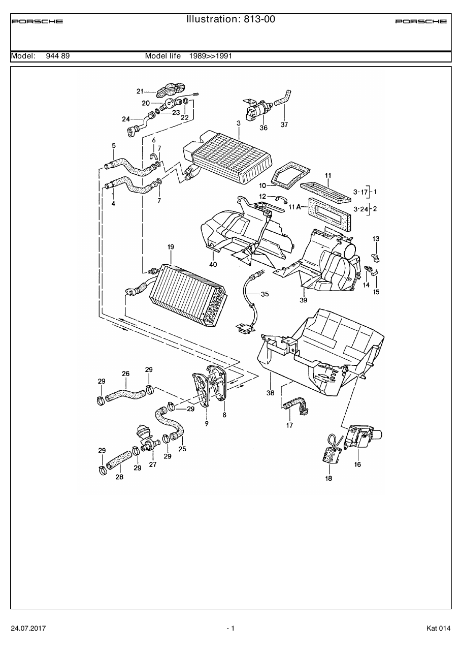 Exploded parts diagram — Heater