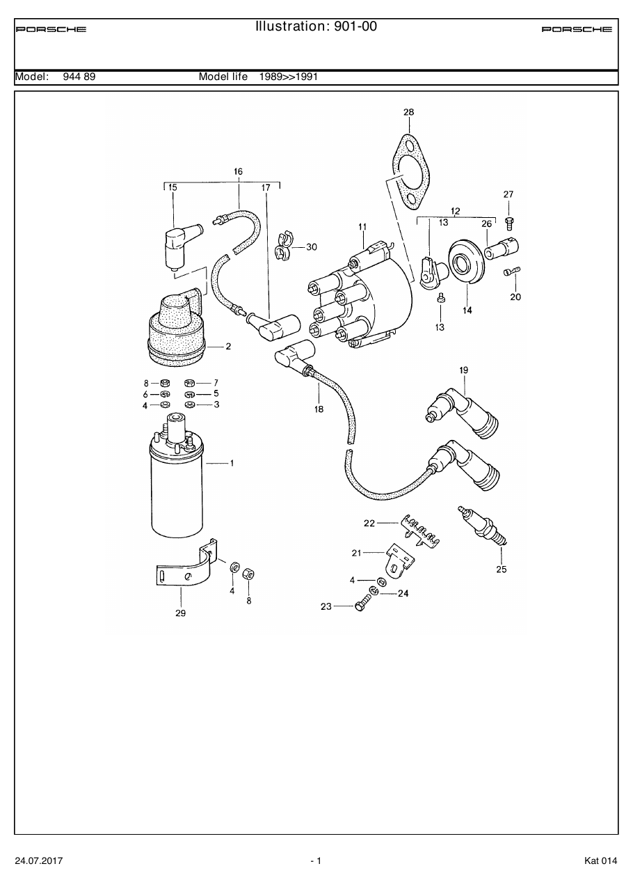 Exploded parts diagram — Engine electrics 1
