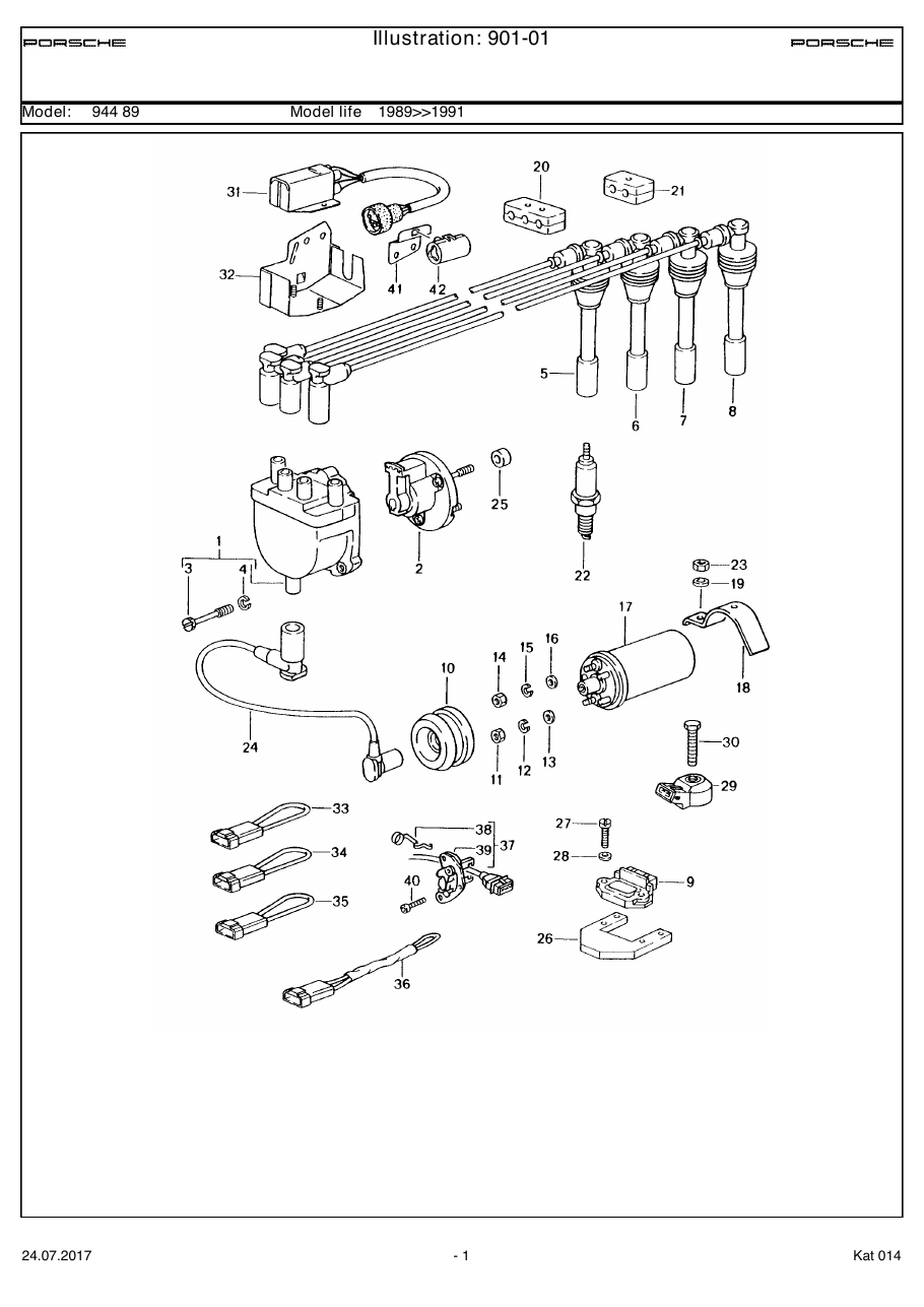 Exploded parts diagram — Engine electrics 1