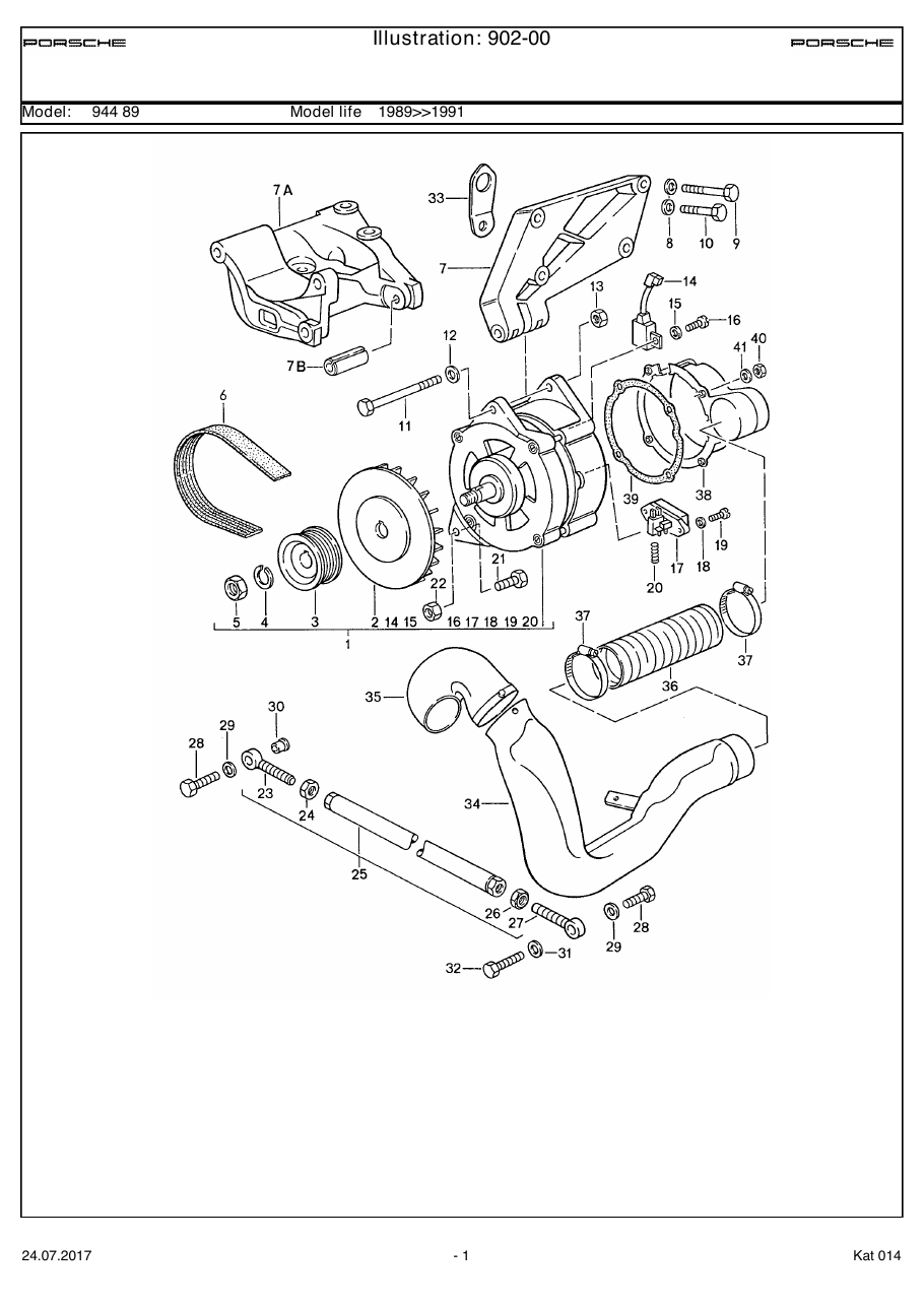 Exploded parts diagram — Generator