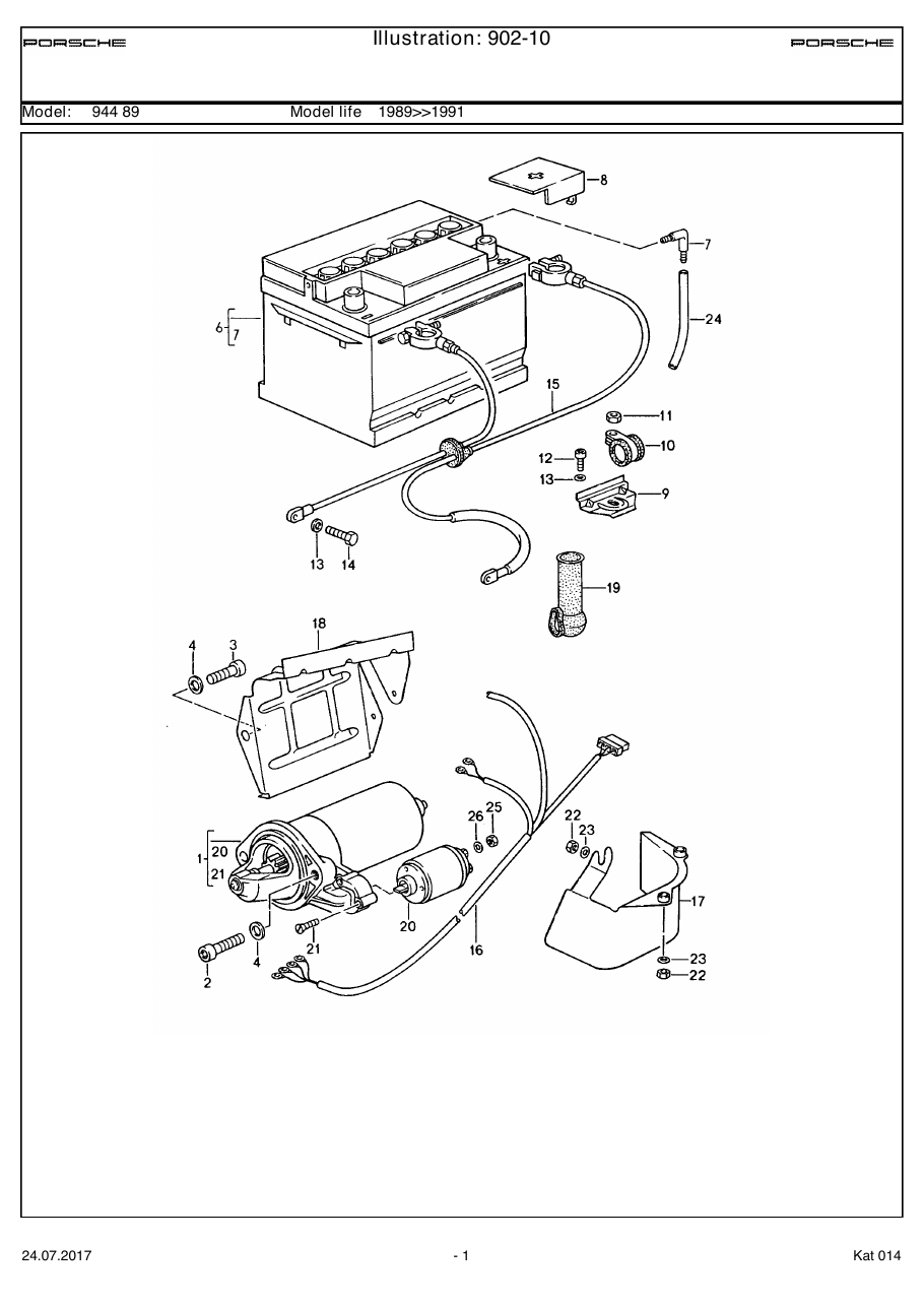 Exploded parts diagram — Battery