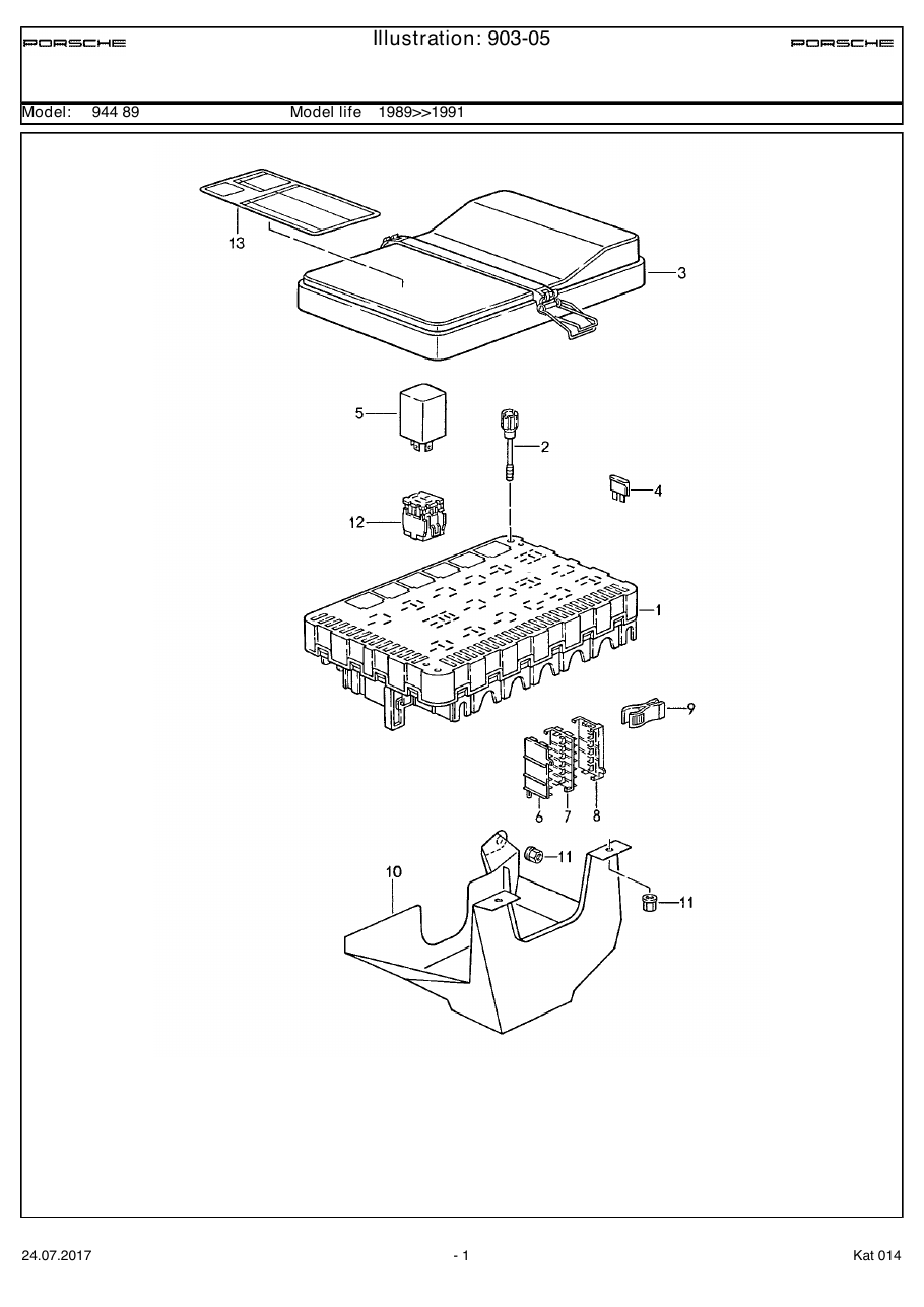 Exploded parts diagram — Central electrical system