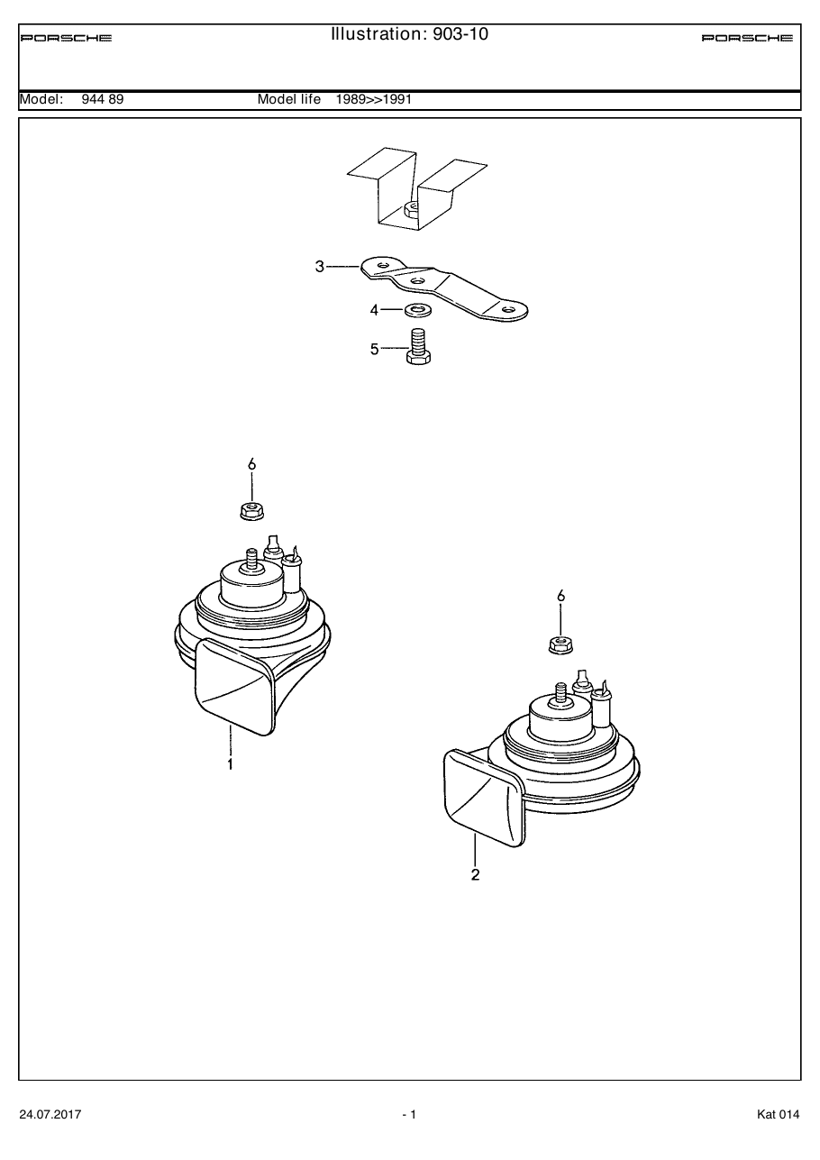 Exploded parts diagram — Horn