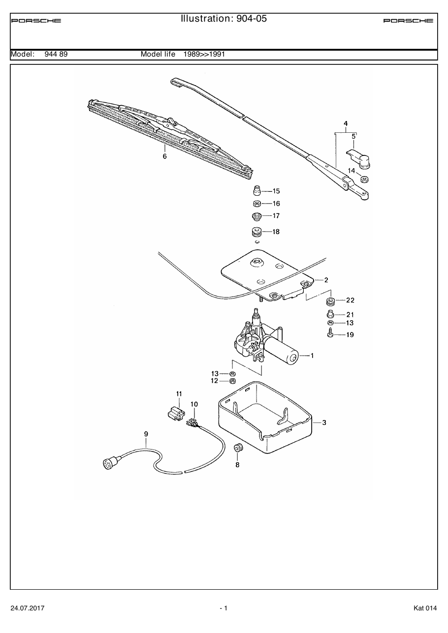 Exploded parts diagram — Rear window wiper