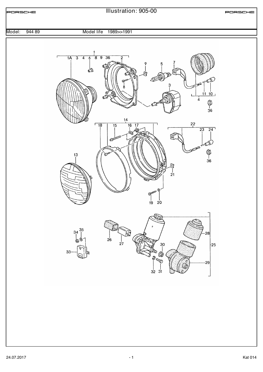 Exploded parts diagram — Headlamp