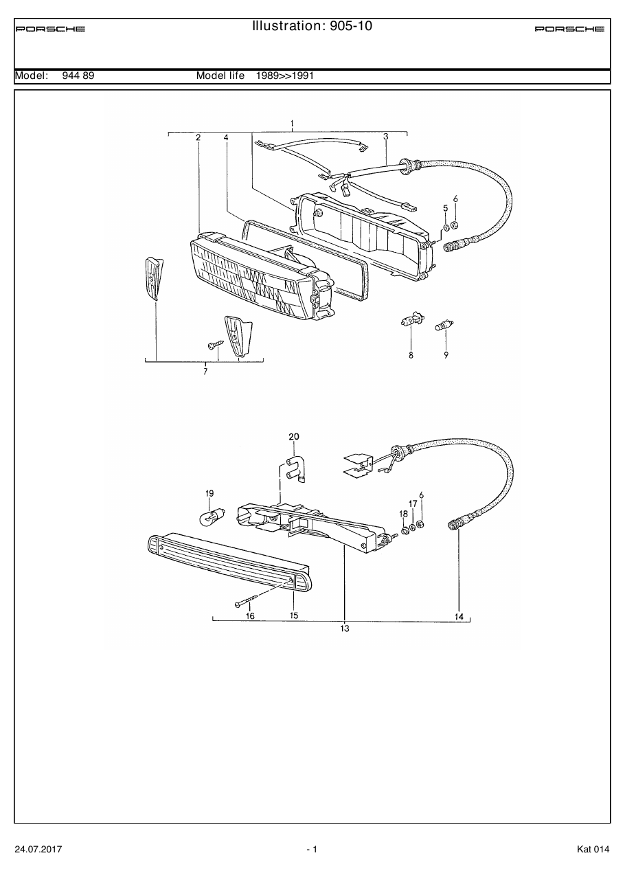 Exploded parts diagram — Additional headlamp