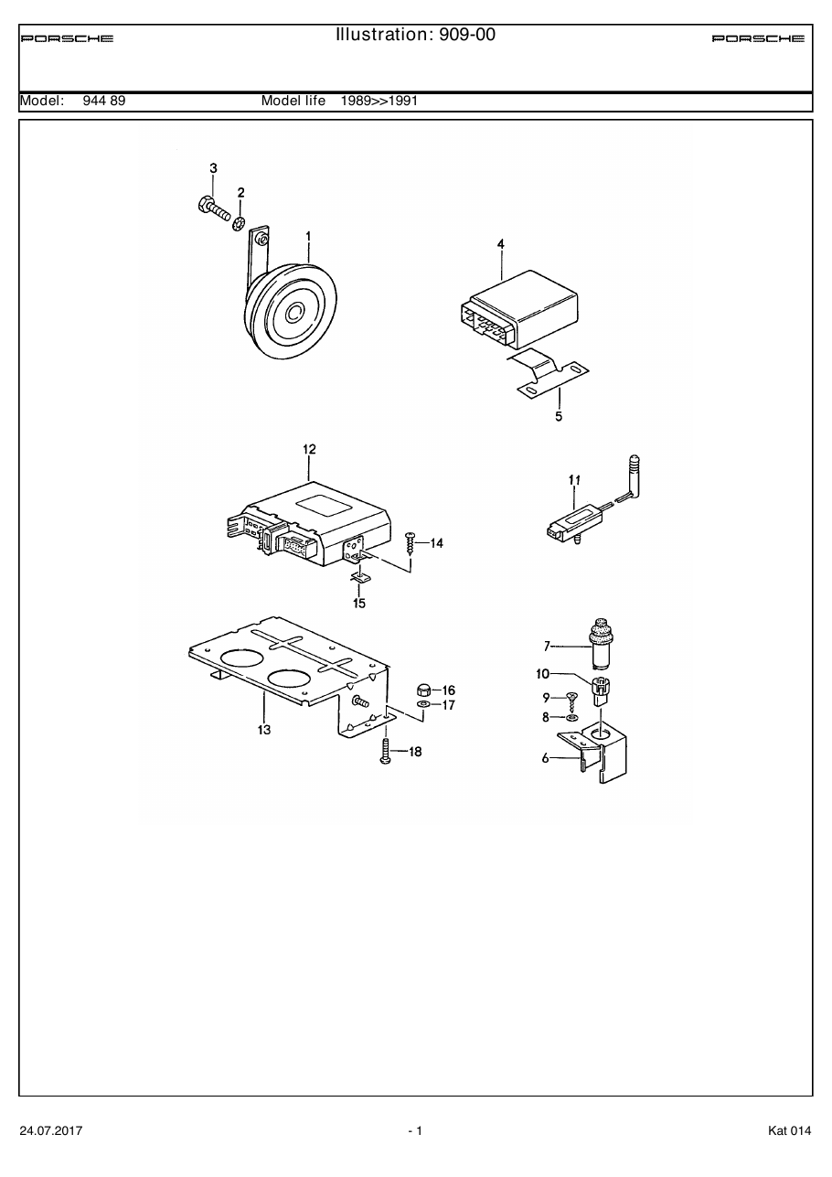 Exploded parts diagram — Alarm system