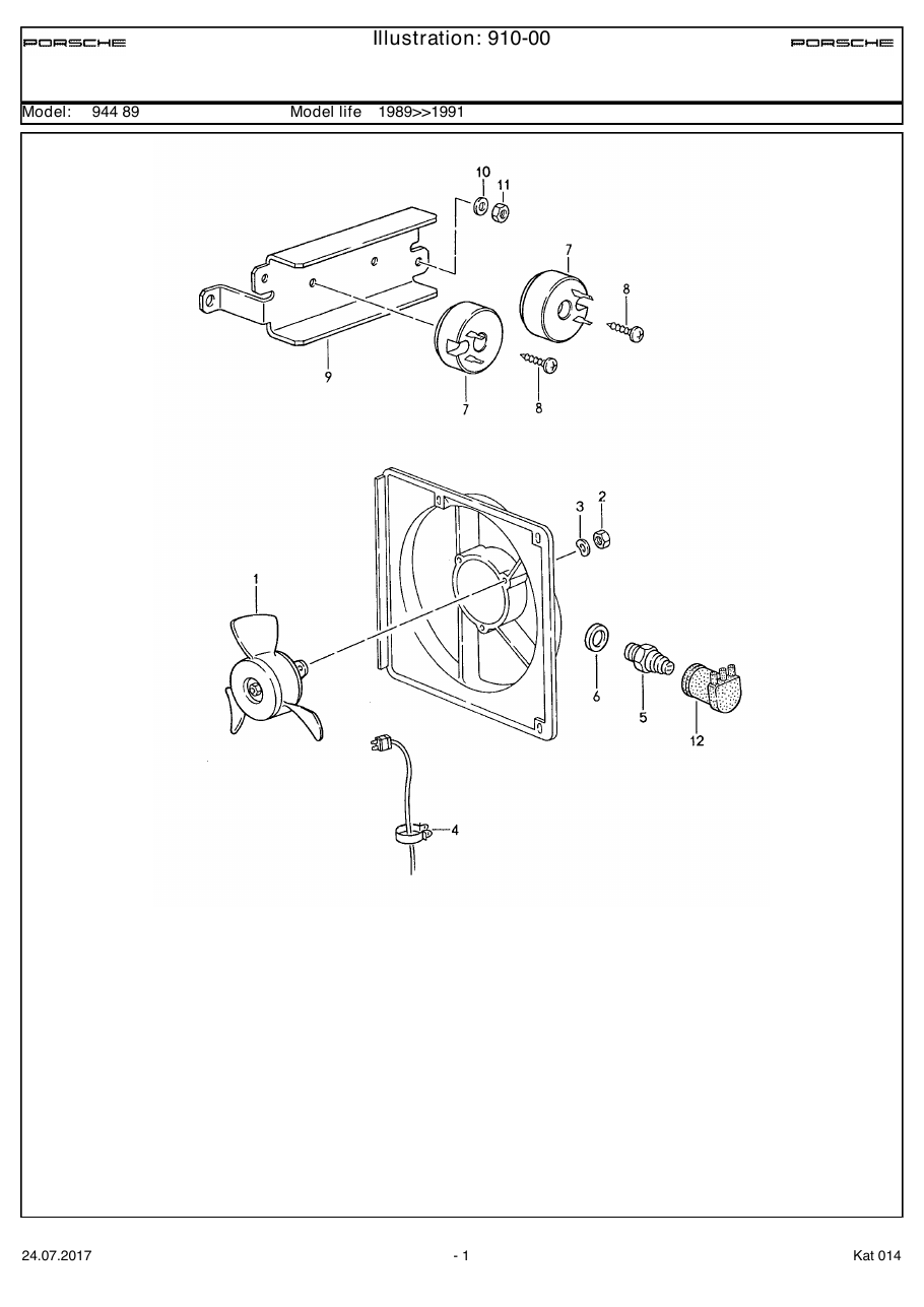 Exploded parts diagram — Electric fan