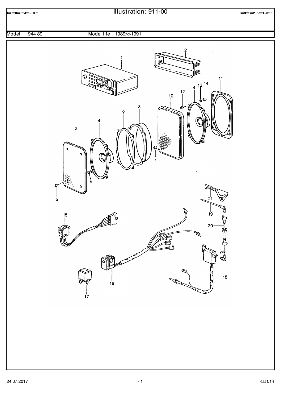 Exploded parts diagram — Radio