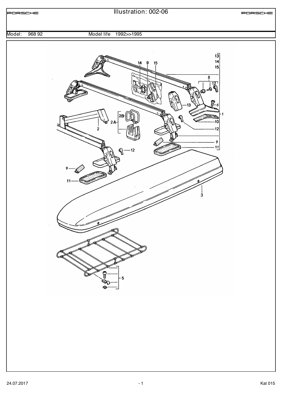Exploded parts diagram — Roof transport system