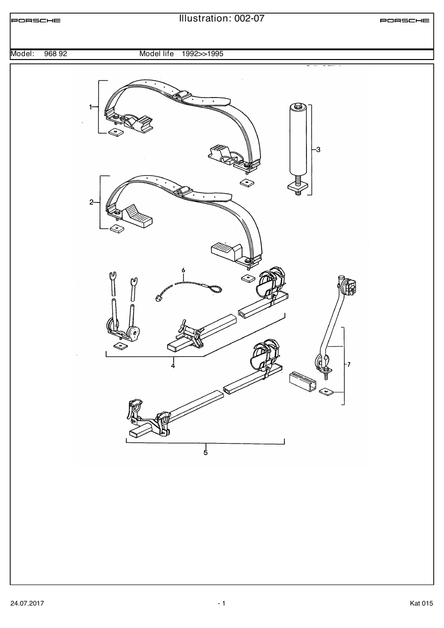 Exploded parts diagram — Roof transport system