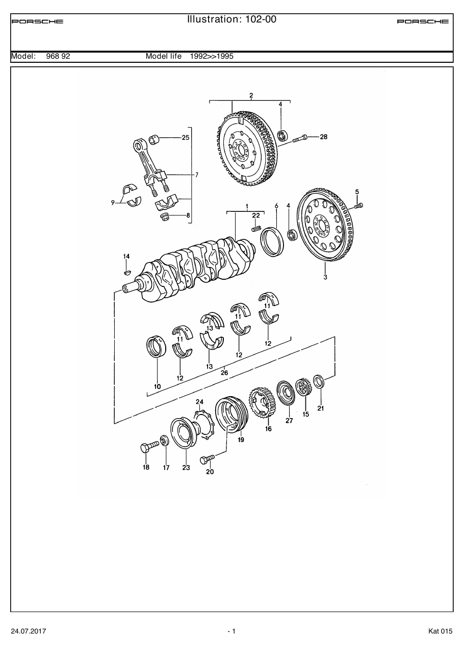 Exploded parts diagram — Crankshaft