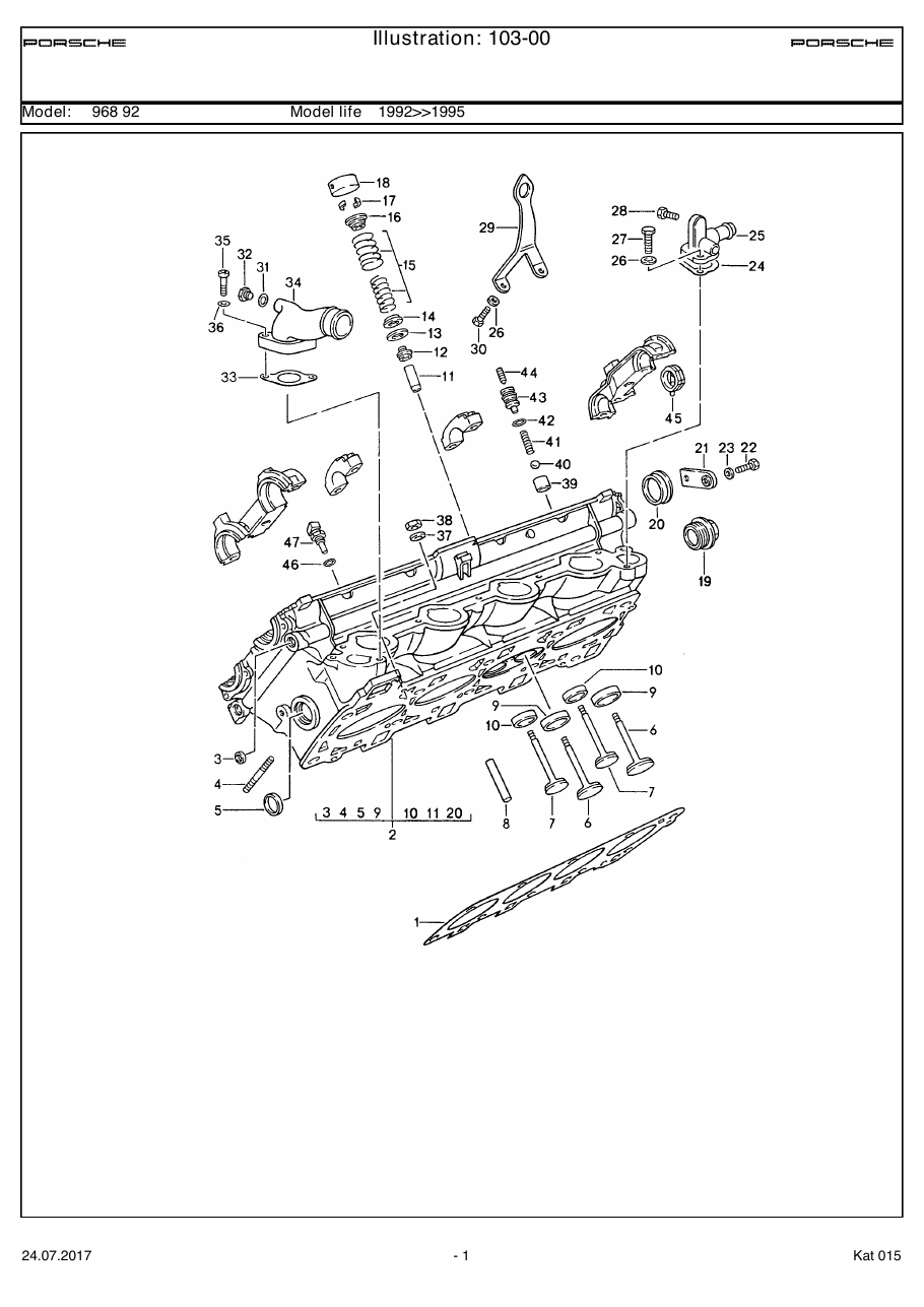 Exploded parts diagram — Cylinder head