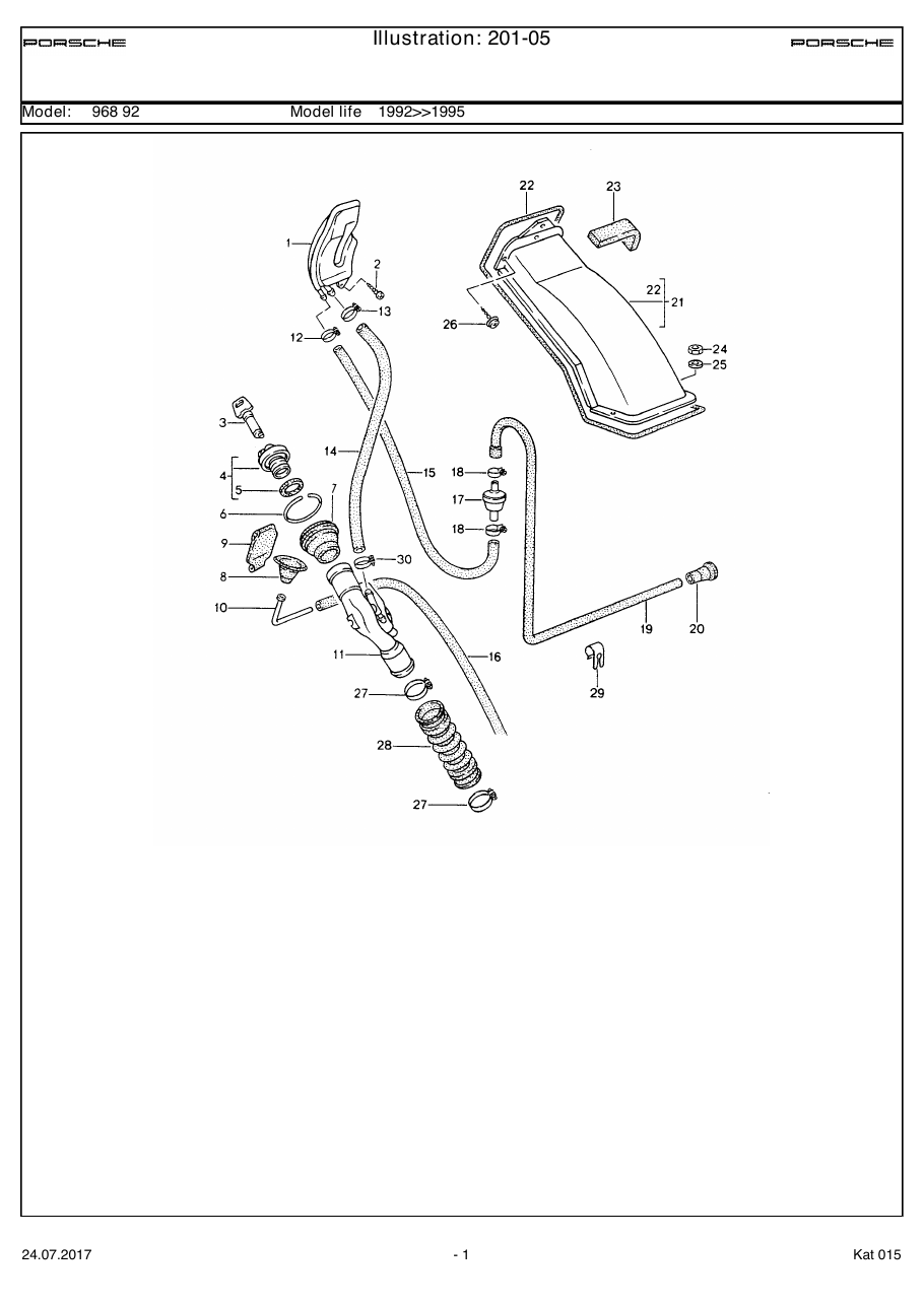 Exploded parts diagram — Filler neck