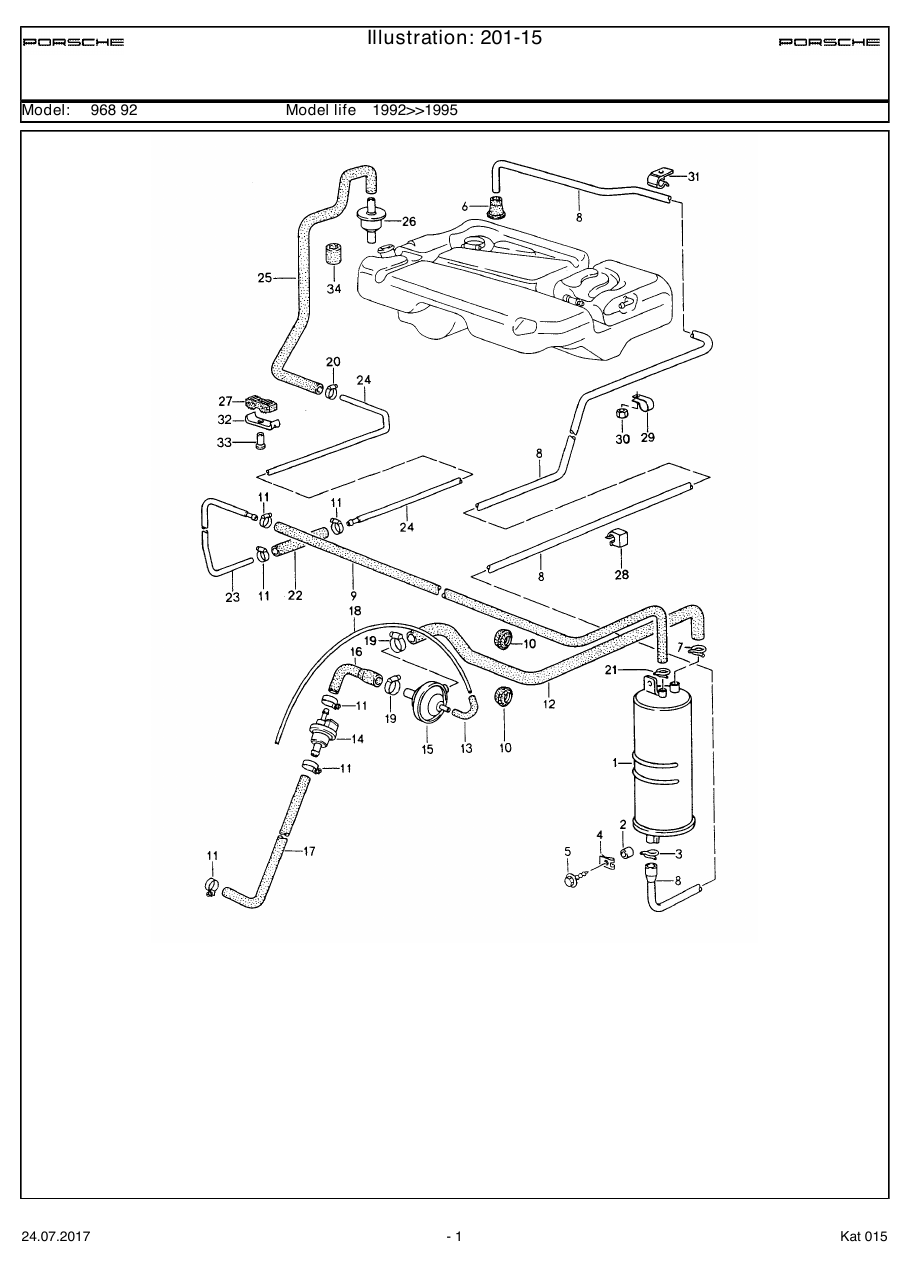 Exploded parts diagram — Tank ventilation