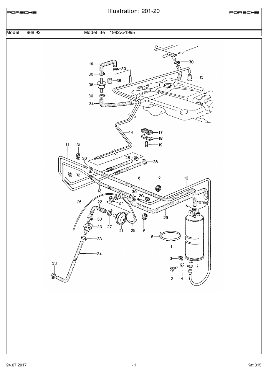 Exploded parts diagram — Tank ventilation