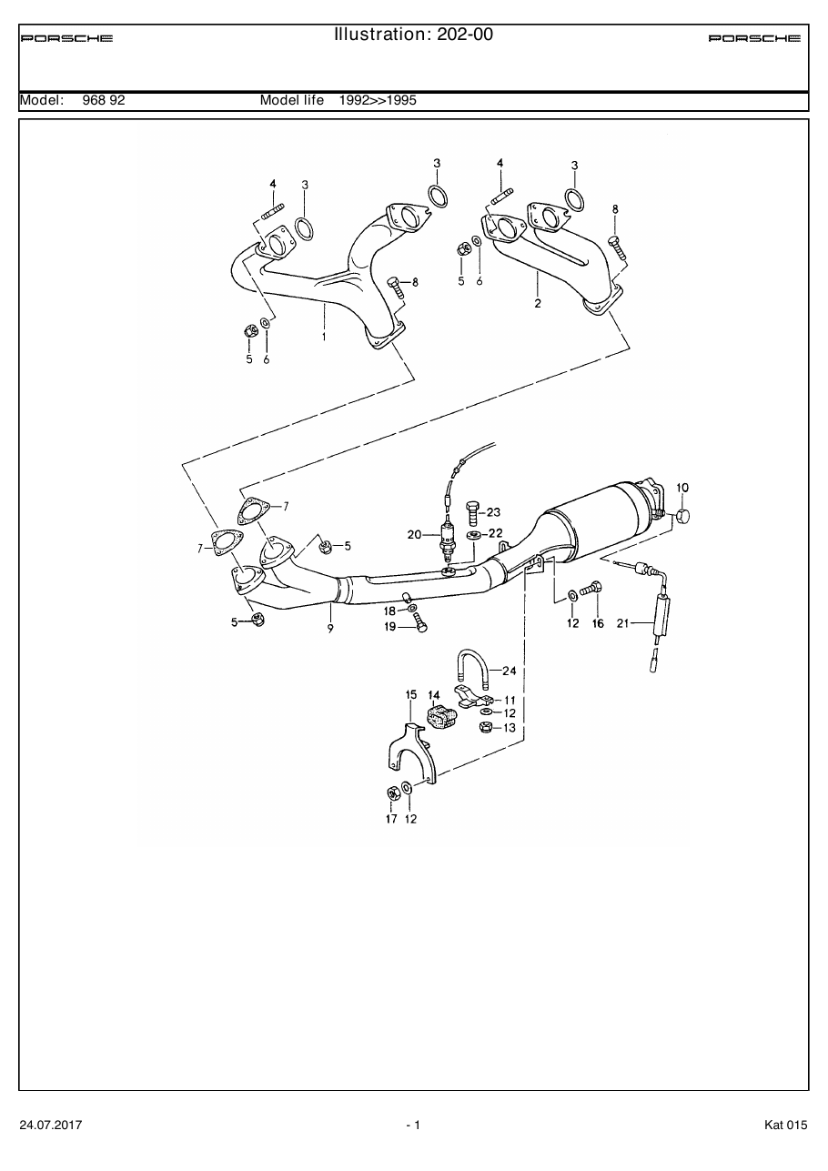 Exploded parts diagram — Exhaust system