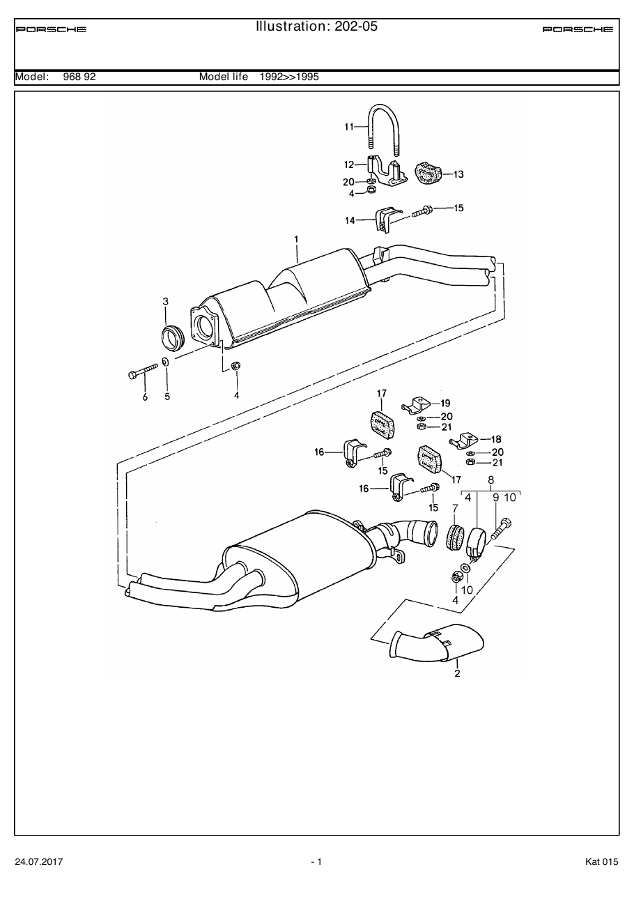 Exploded parts diagram — Exhaust system