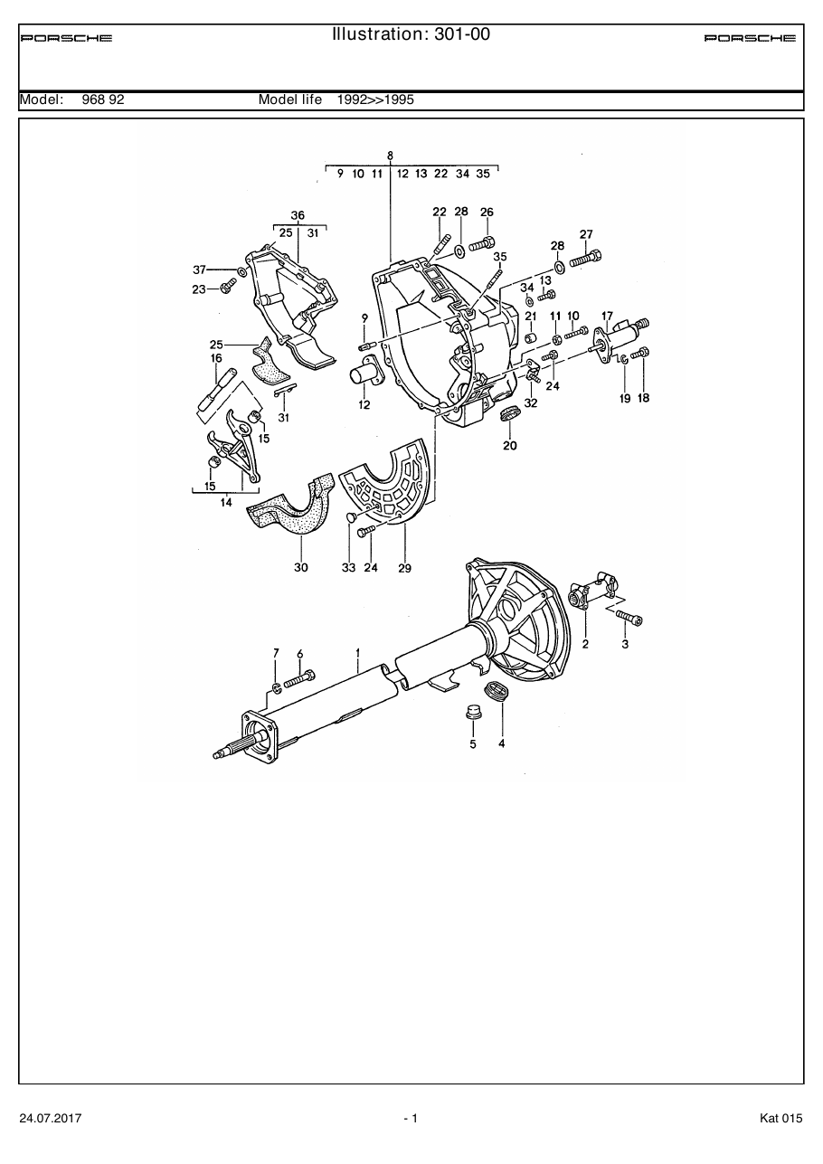 Exploded parts diagram — Manual transmission