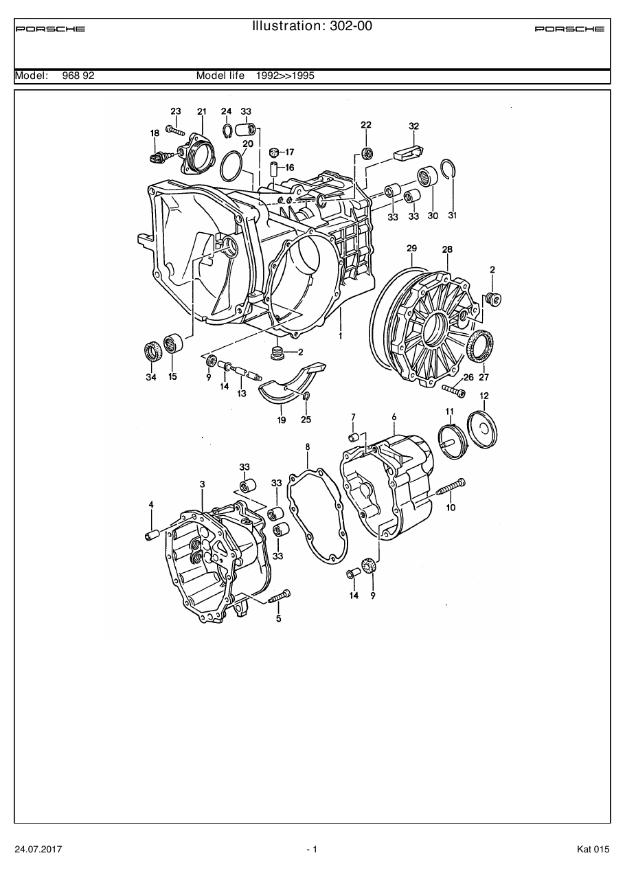 Exploded parts diagram — Manual transmission
