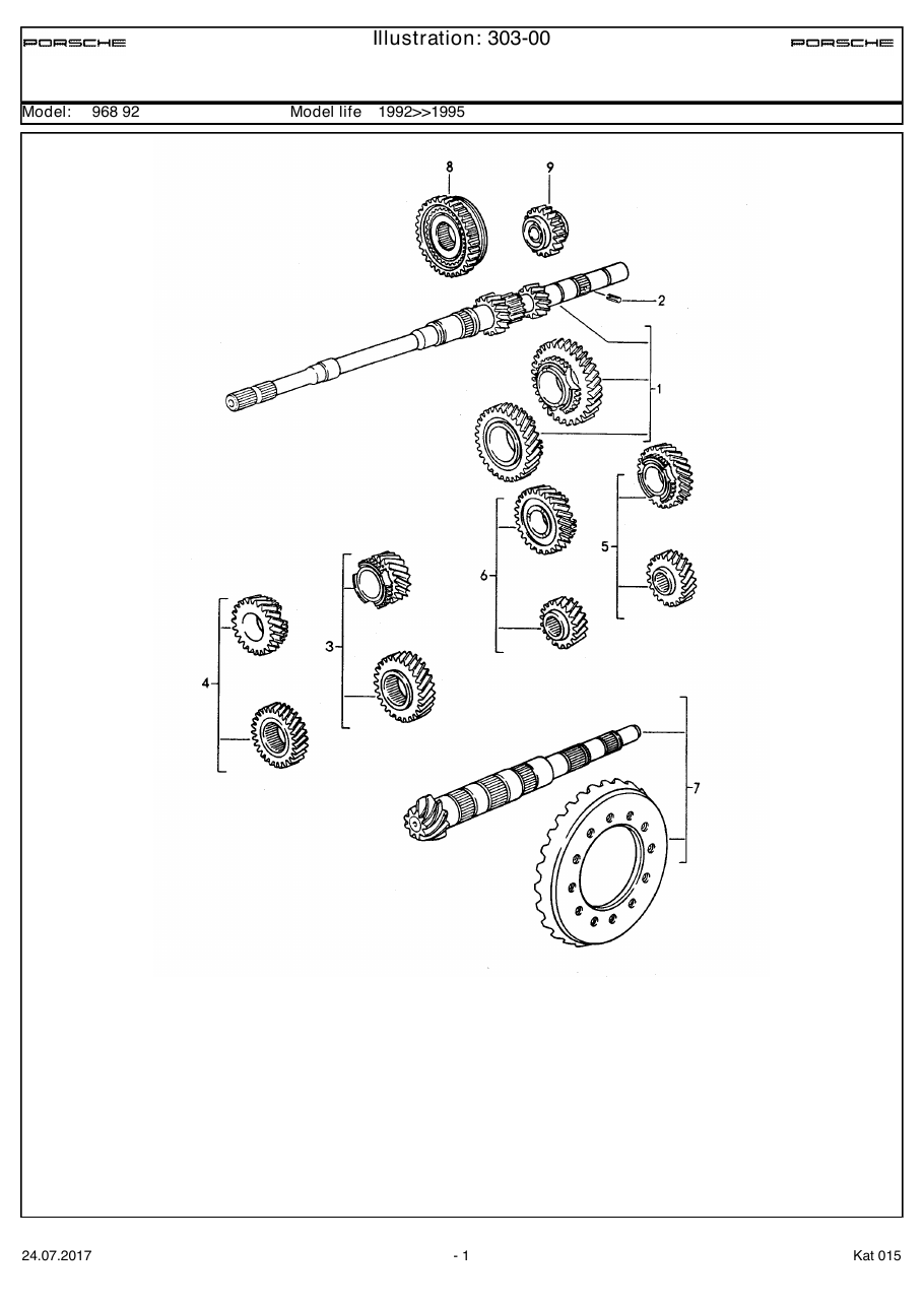 Exploded parts diagram — Manual transmission
