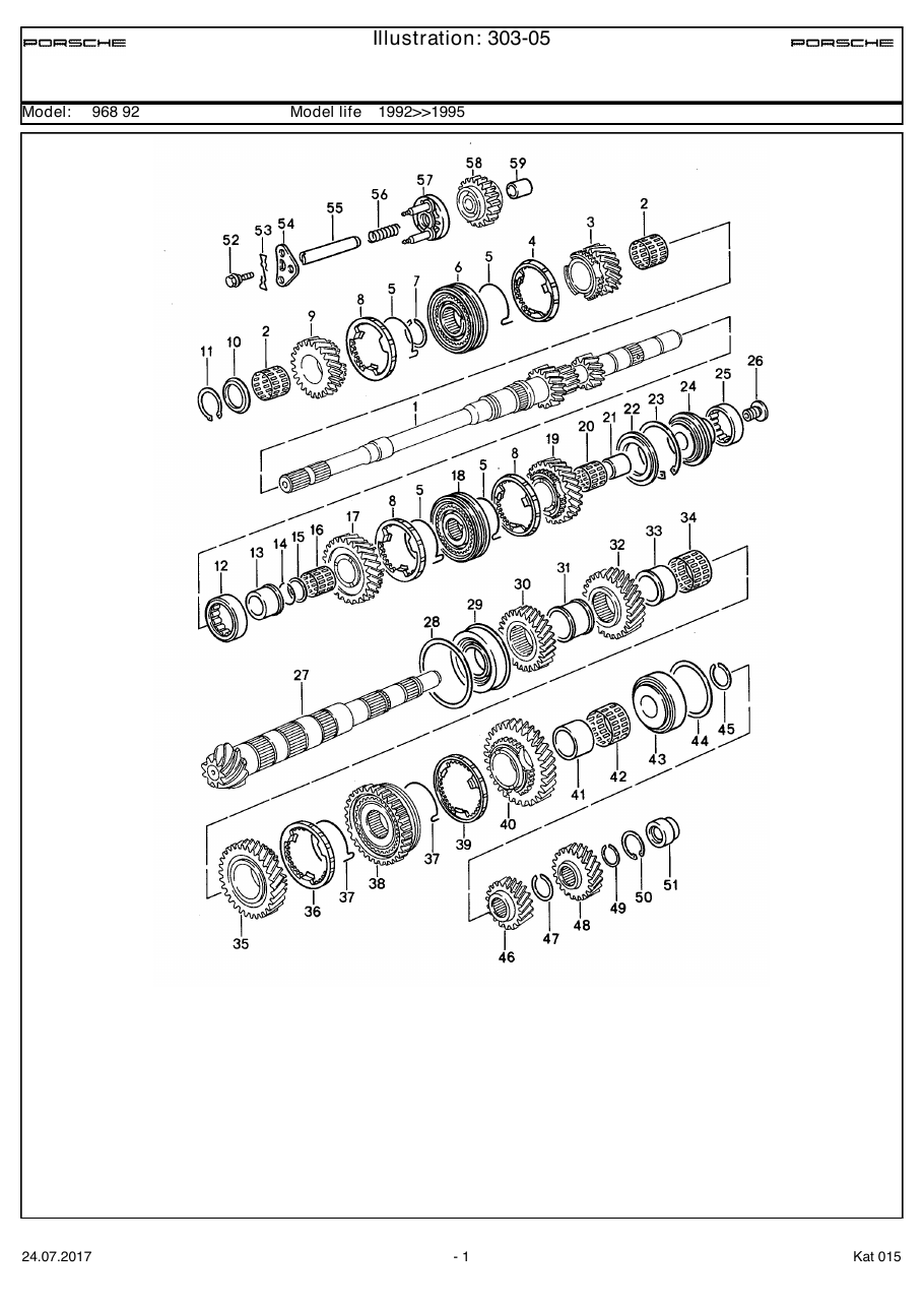 Exploded parts diagram — Manual transmission