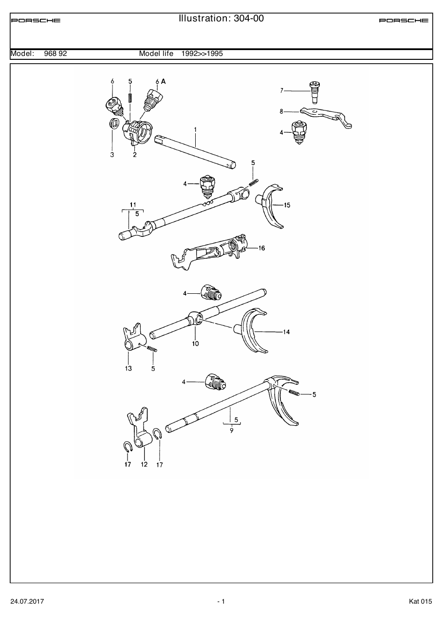Exploded parts diagram — Manual transmission