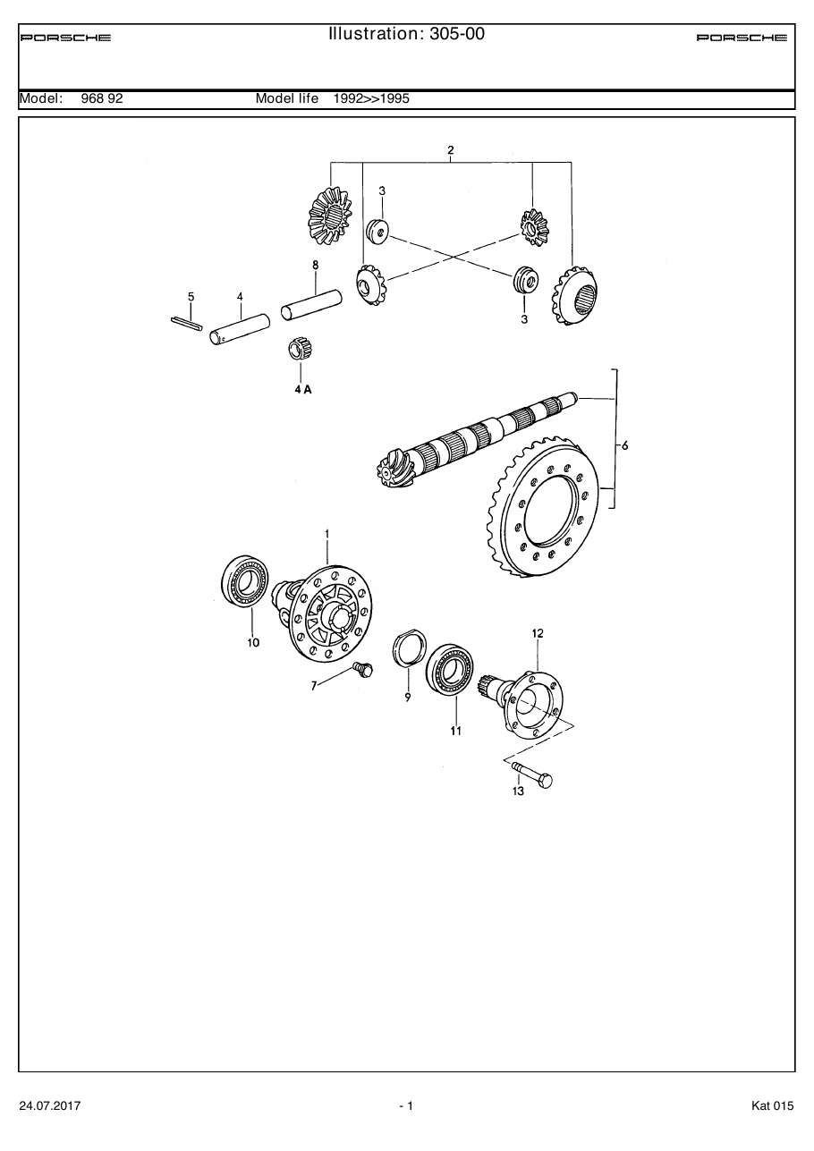 Exploded parts diagram — Manual transmission