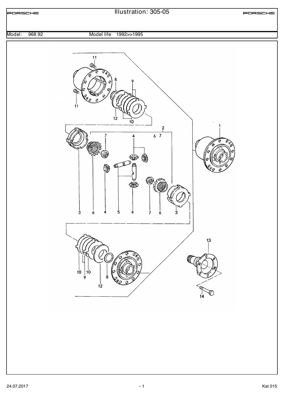 Exploded parts diagram — Manual transmission