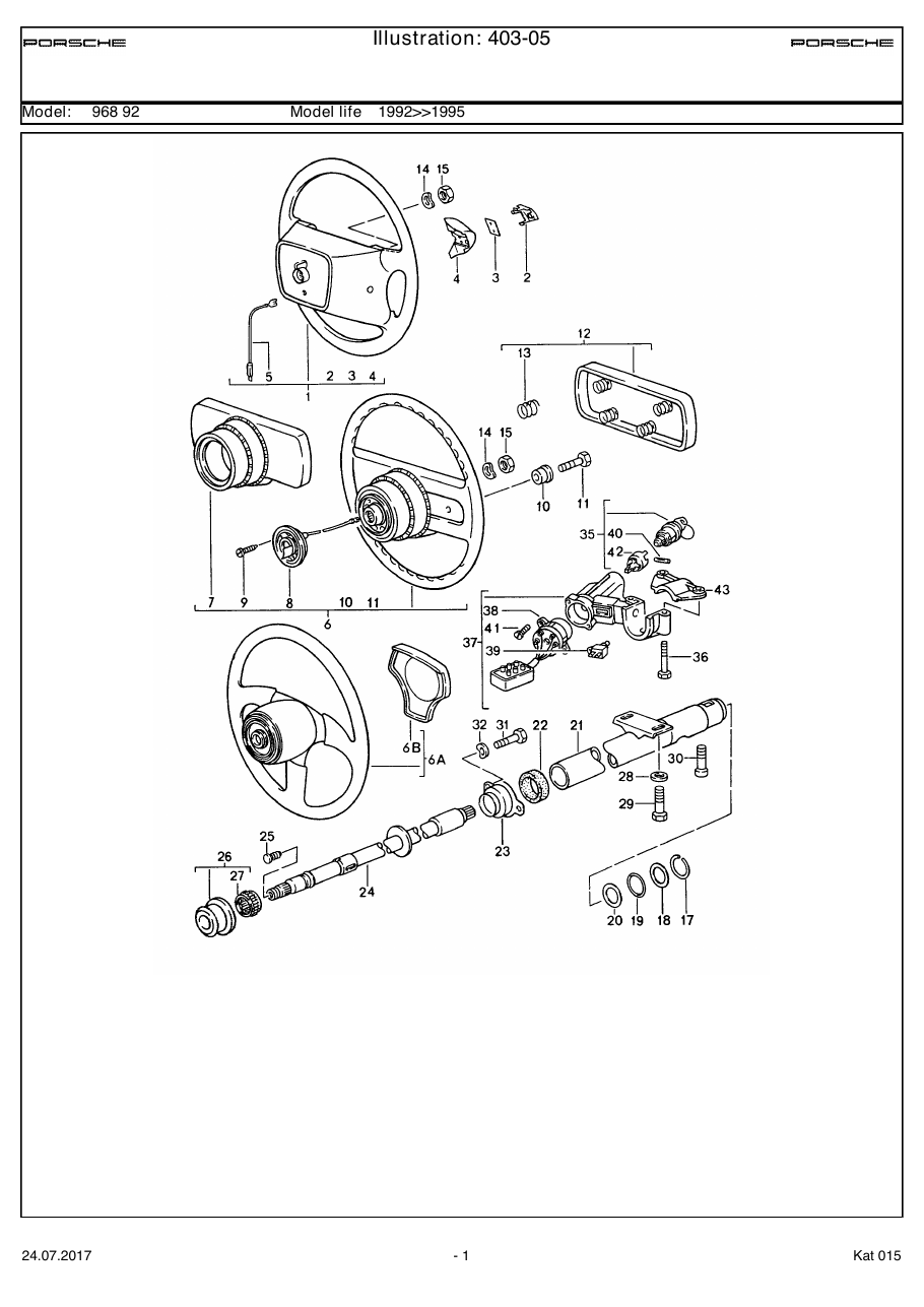 Exploded parts diagram — Steering wheel