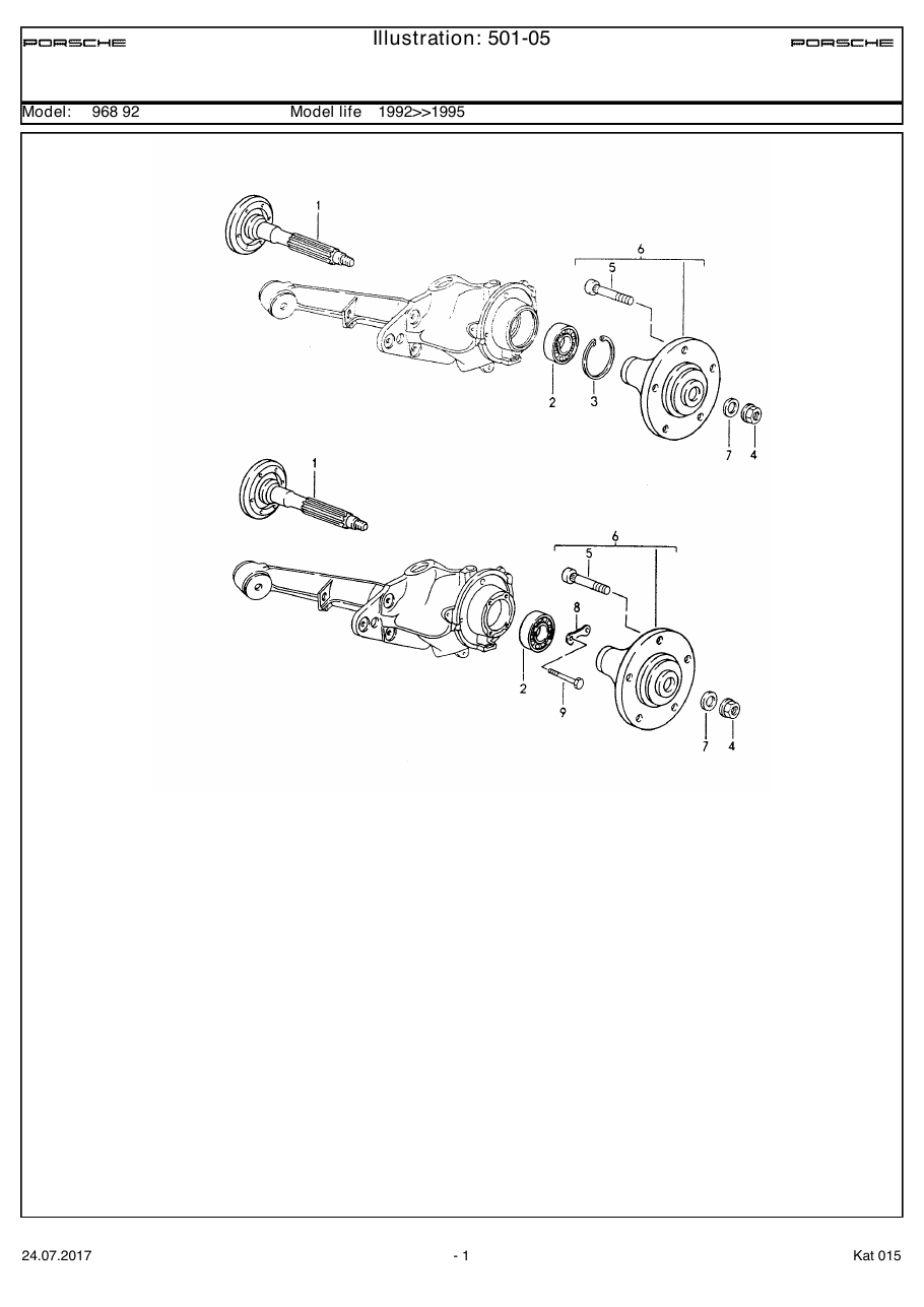 Exploded parts diagram — Rear wheel shaft