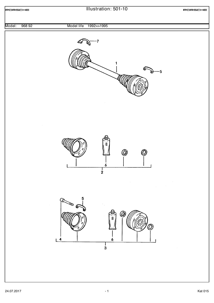 Exploded parts diagram — Drive shaft