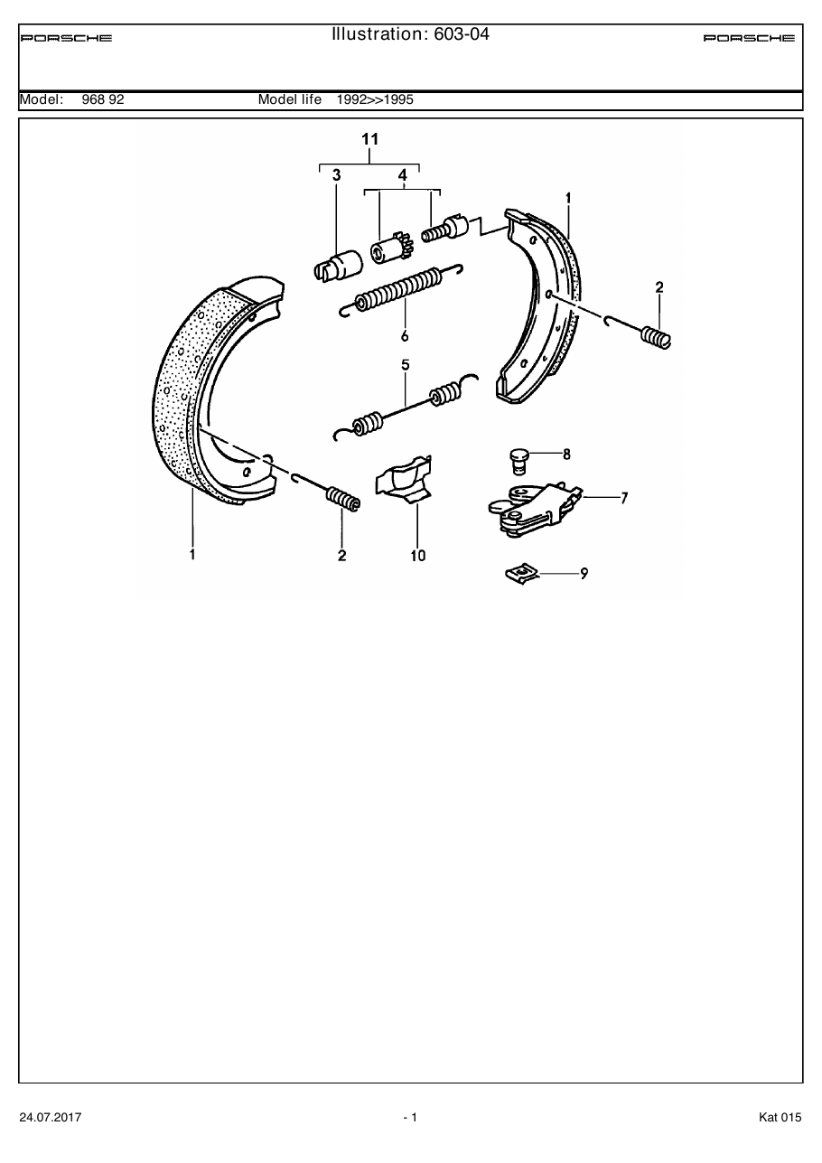 Exploded parts diagram — Handbrake