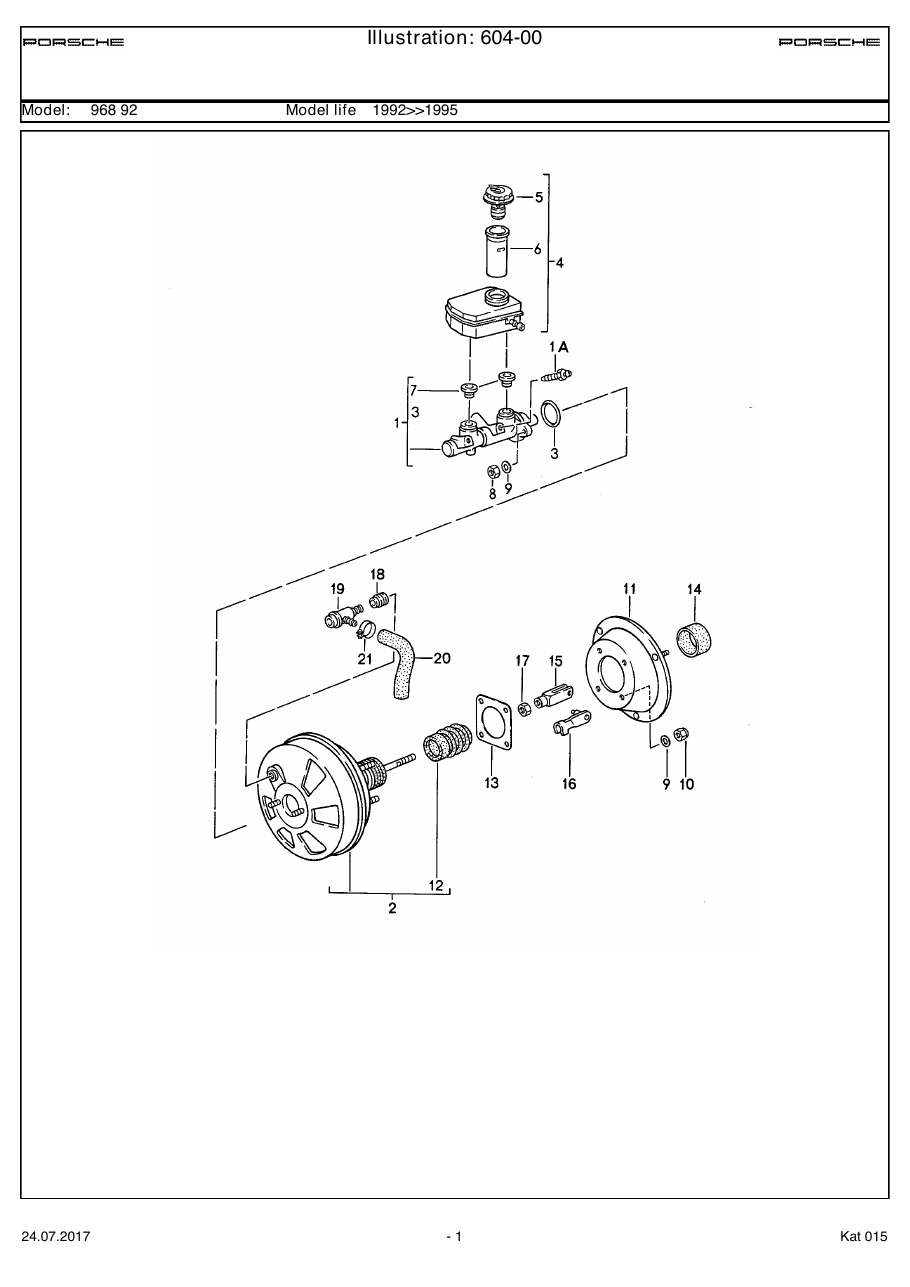 Exploded parts diagram — Brake master cylinder