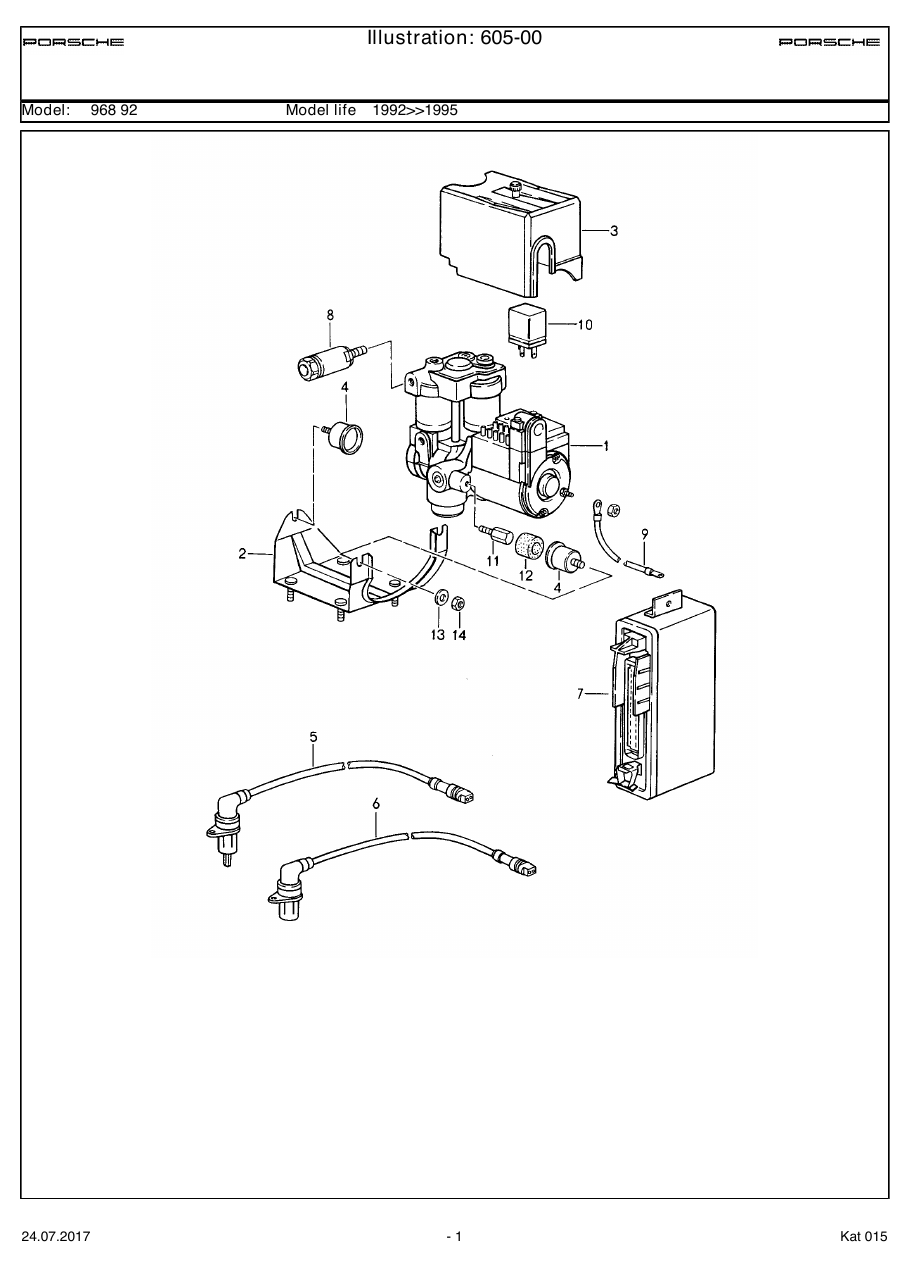 Exploded parts diagram — Hydraulic unit