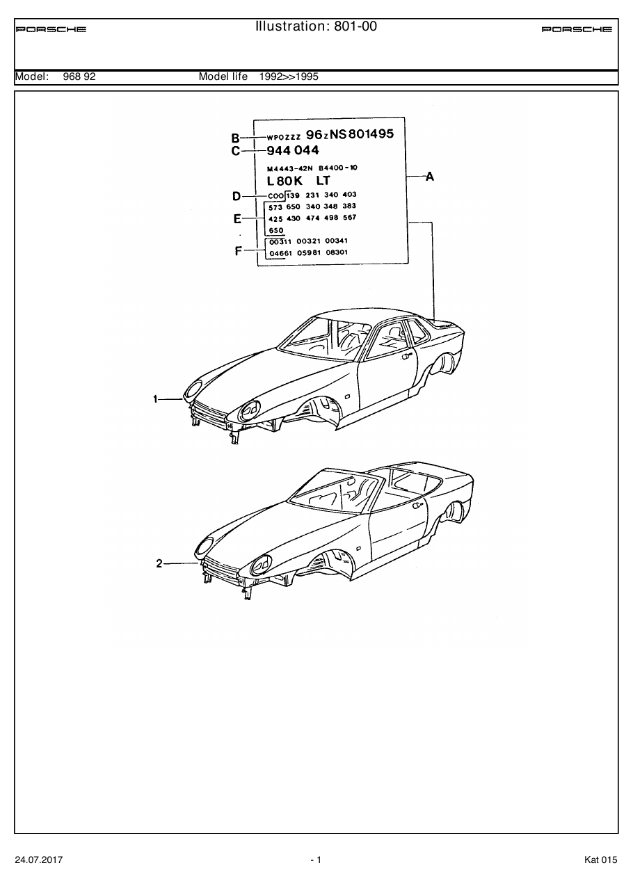 Exploded parts diagram — Body in white
