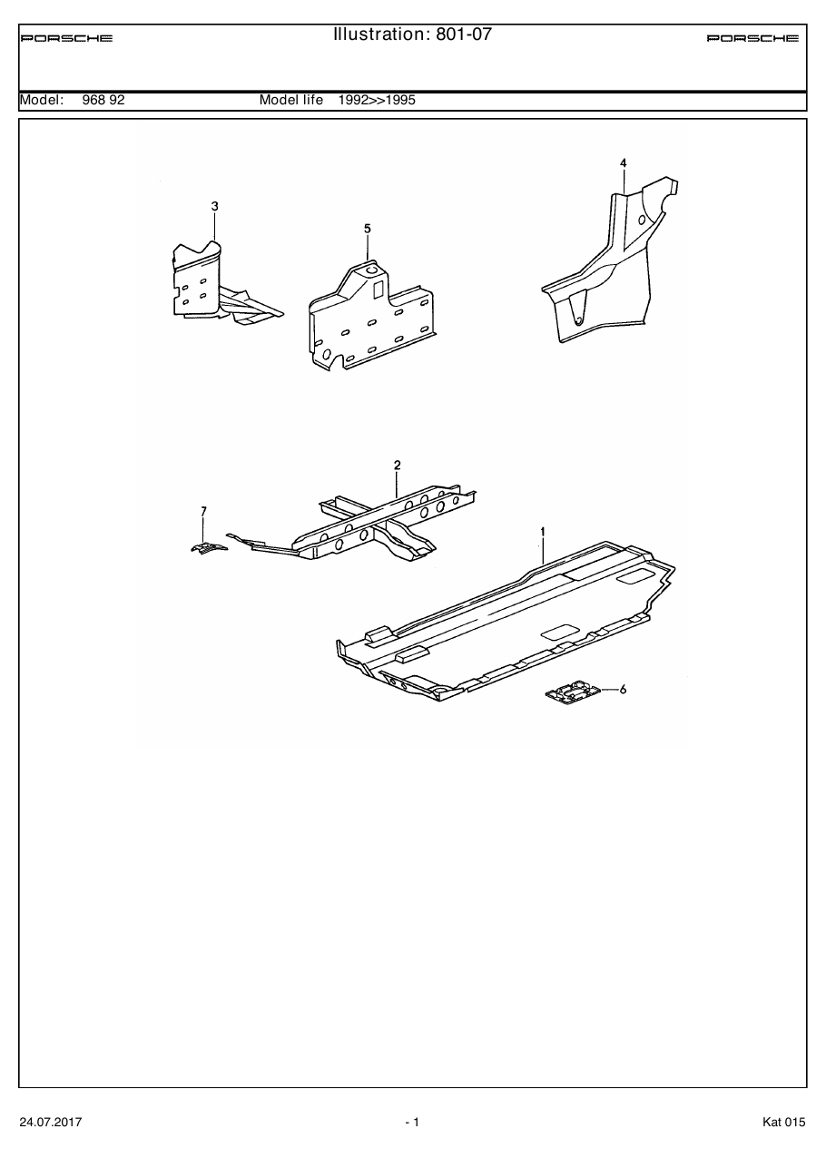 Exploded parts diagram — Floor section