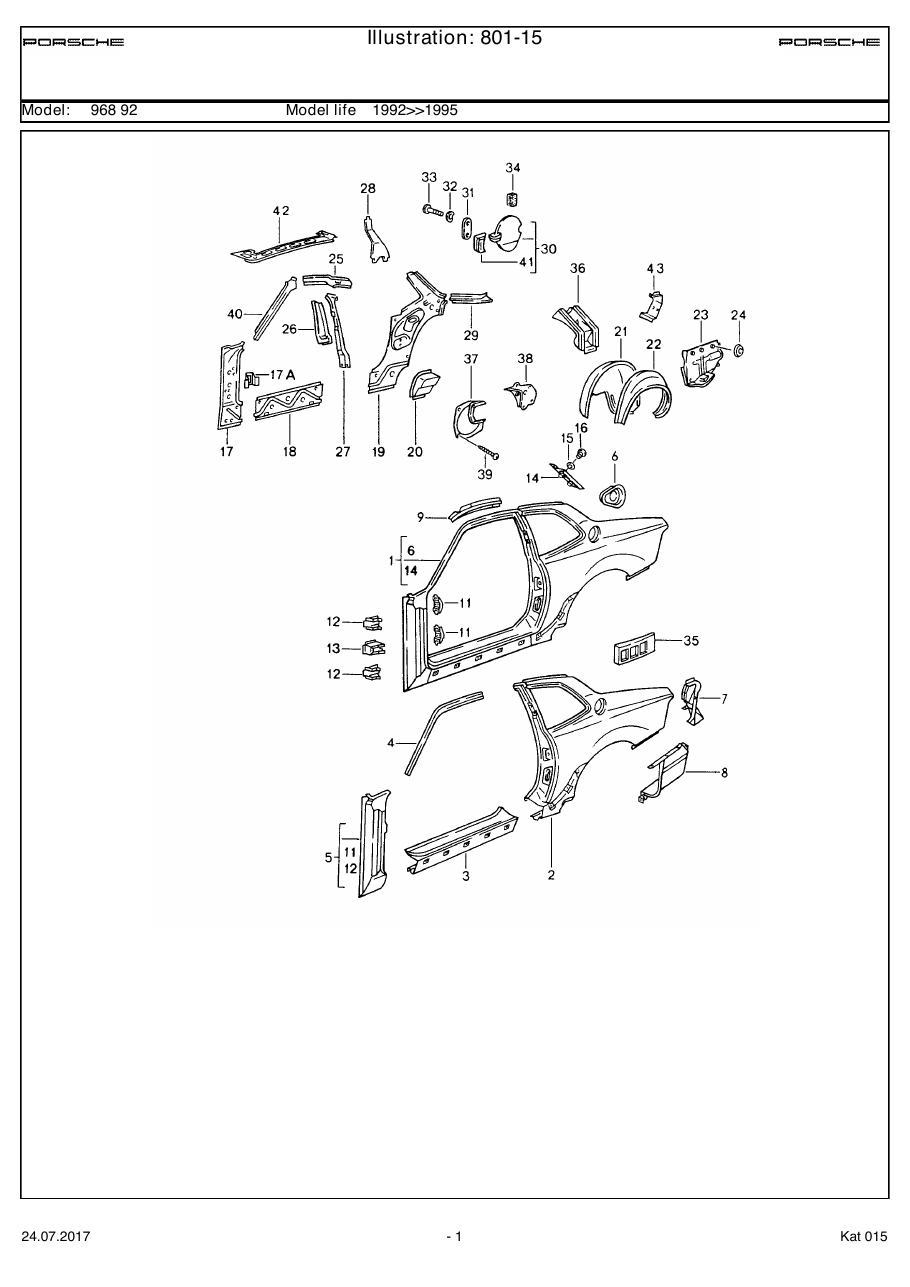 Exploded parts diagram — Side section
