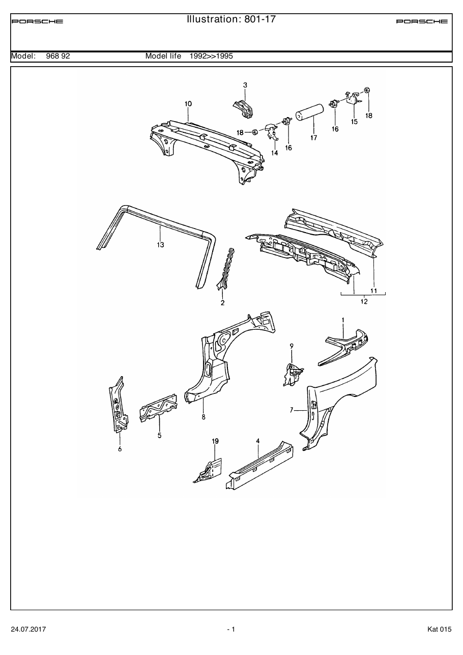 Exploded parts diagram — Side section