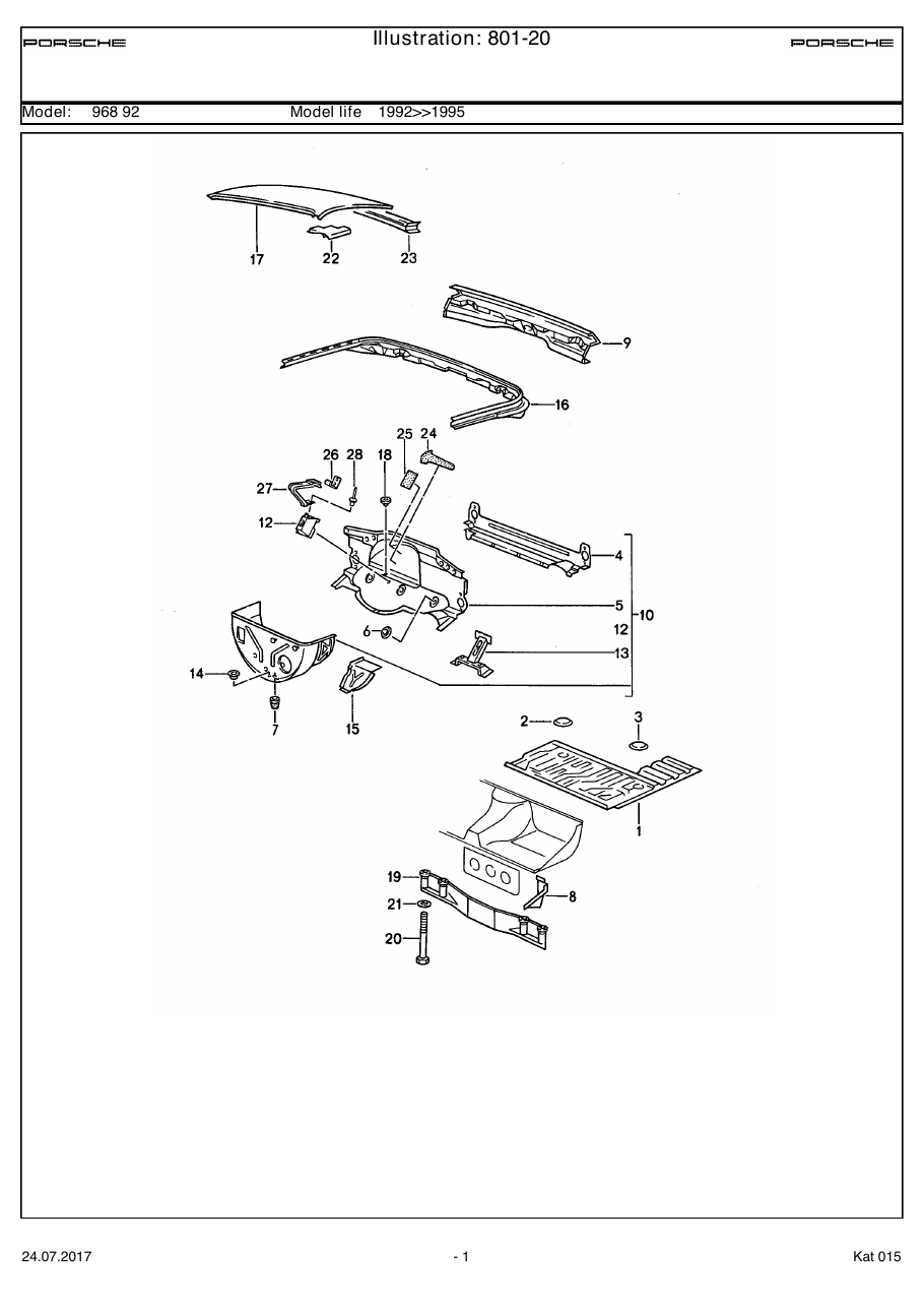 Exploded parts diagram — Transmission carrier