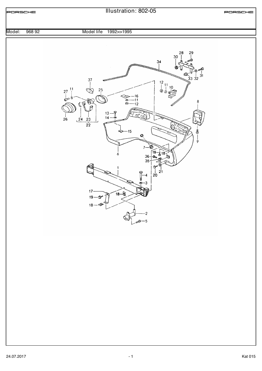 Exploded parts diagram — Rear apron