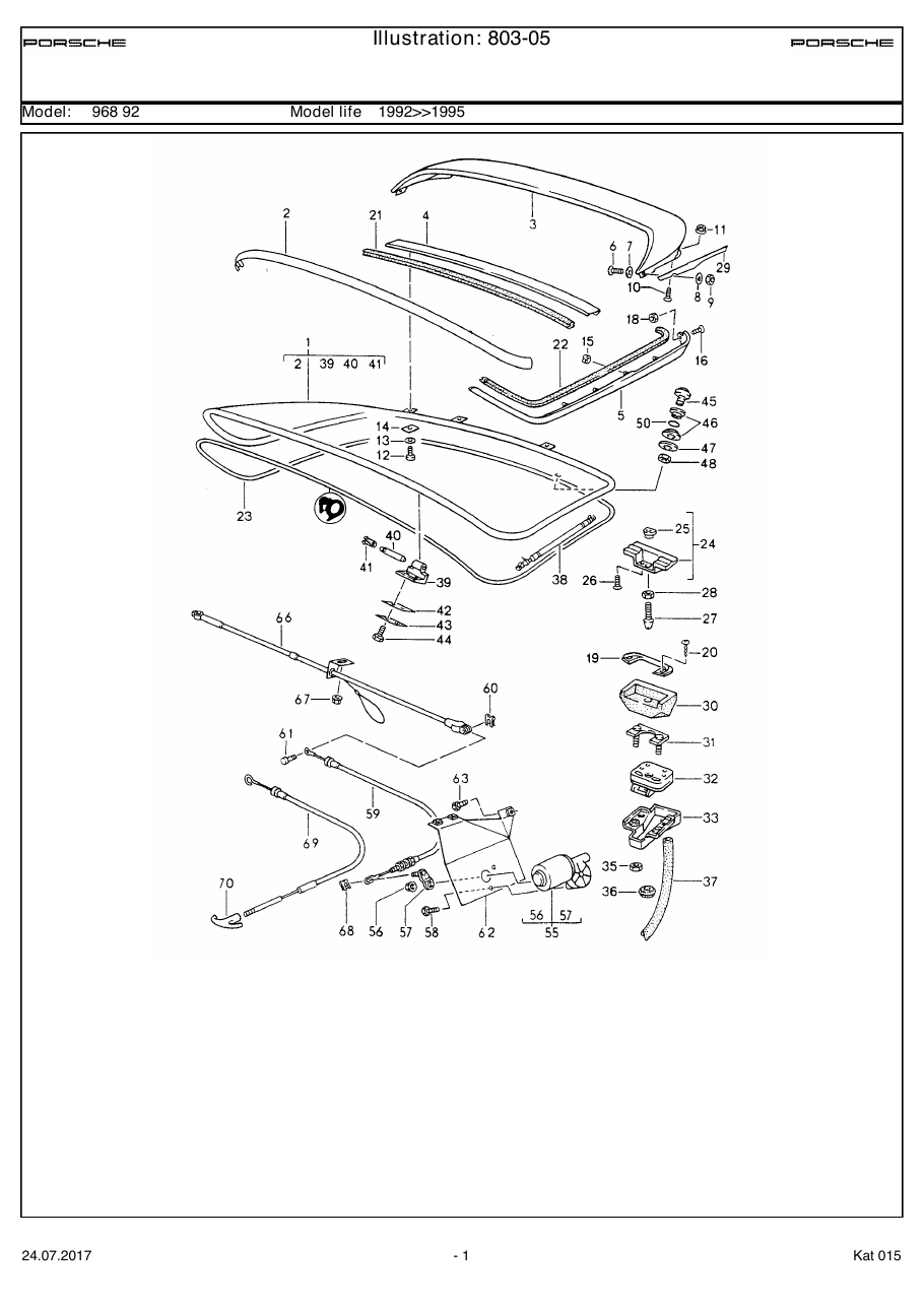 Exploded parts diagram — Rear lid
