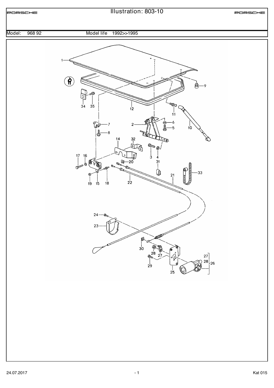 Exploded parts diagram — Rear lid